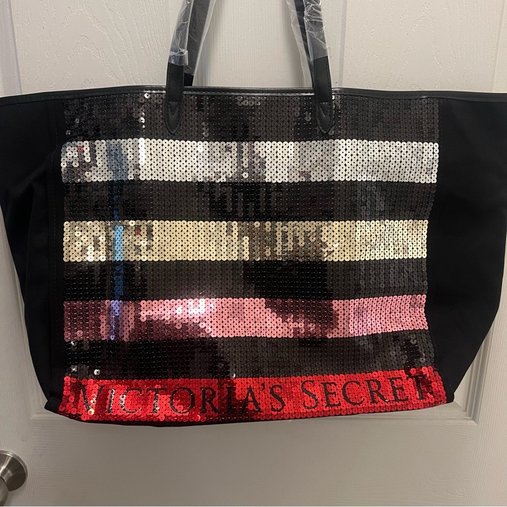 Victoria's Secret  Large Sequined Front Tote Bag #11117941 15 x 12 x 8 - Picture 2 of 8